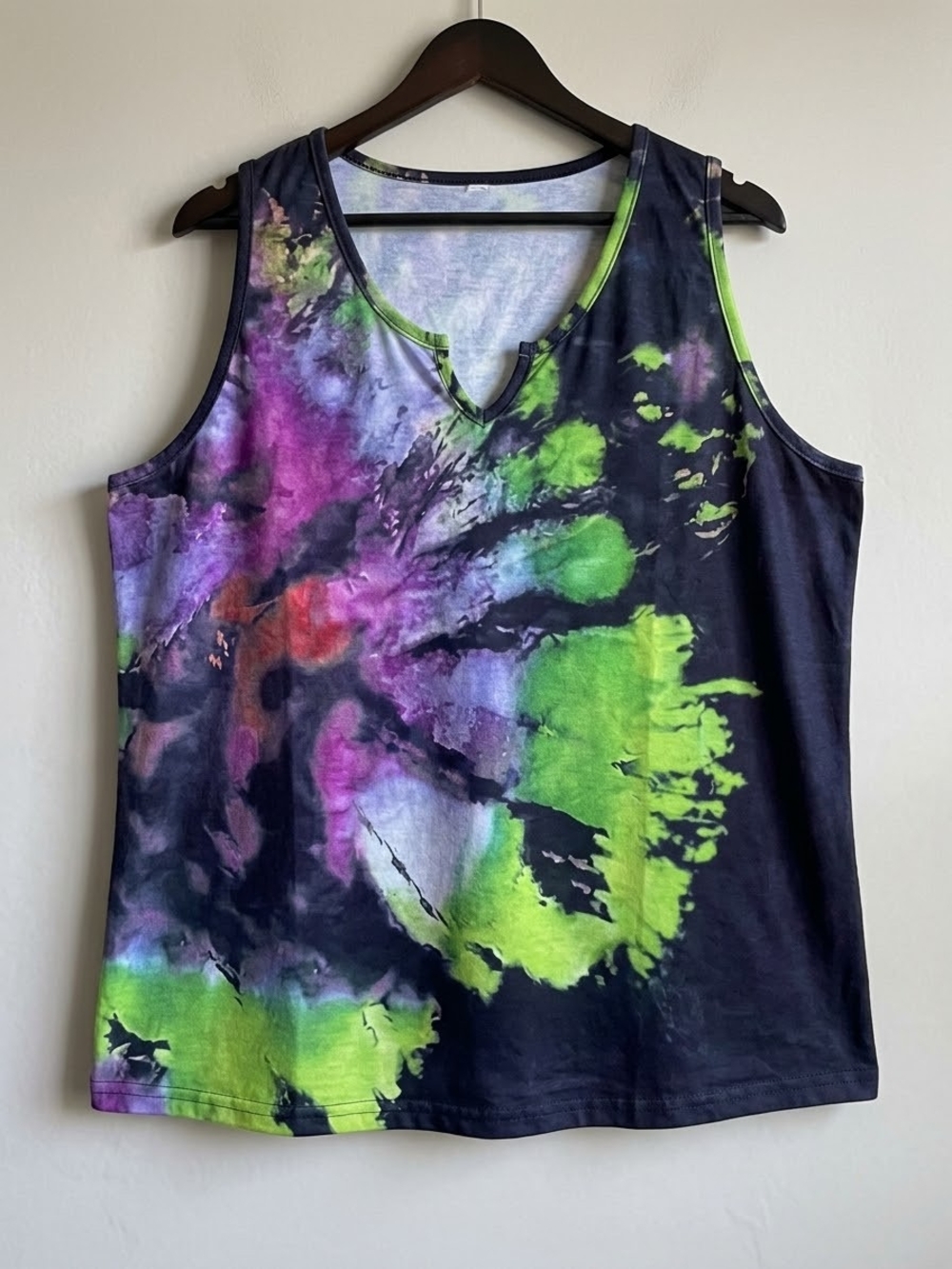 Brand NEW Tie-Dye V-Neck Sleeveless Top - Black & Multicolor